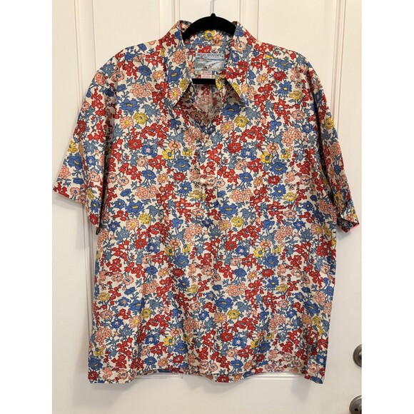 Reyn Spooner Design Thai Silk Shirt Men’s 2XL Abstract Leaf Floral Hawaiian vtg - Picture 1 of 12